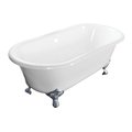 Aqua Eden Clawfoot Bathtubs, 60 L, 30.5 W, White/Polished Chrome, Cast Iron VCTND603017NB1